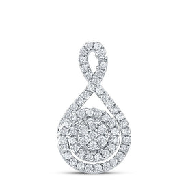 Radiant Diamond Cluster Pendant | 14kt White Gold Womens Round Diamond Cluster Pendant 1/4 Cttw | Splendid Jewellery - Splendid Jewellery
