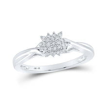 Load image into Gallery viewer, Radiant Diamond Cluster Ring | 10kt White Gold Womens Round Diamond Cluster Ring 1/10 Cttw - Splendid Jewellery