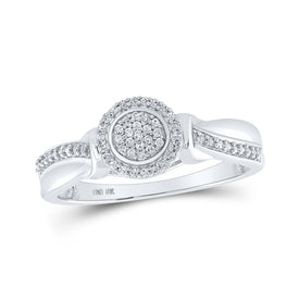 Radiant Diamond Cluster Ring | 10kt White Gold Womens Round Diamond Cluster Ring 1/10 Cttw | Splendid Jewellery - Splendid Jewellery