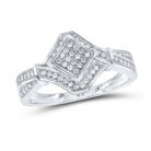 Radiant Diamond Cluster Ring | 10kt White Gold Womens Round Diamond Offset Square Ring 1/5 Cttw | Splendid Jewellery - Splendid Jewellery