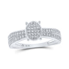 Radiant Diamond Cluster Ring | 10kt White Gold Womens Round Diamond Oval Ring 1/6 Cttw | Splendid Jewellery - Splendid Jewellery