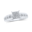 Radiant Diamond Cluster Ring | 10kt White Gold Womens Round Diamond Square Ring 1/12 Cttw - Splendid Jewellery