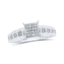 Load image into Gallery viewer, Radiant Diamond Cluster Ring | 10kt White Gold Womens Round Diamond Square Ring 1/12 Cttw - Splendid Jewellery