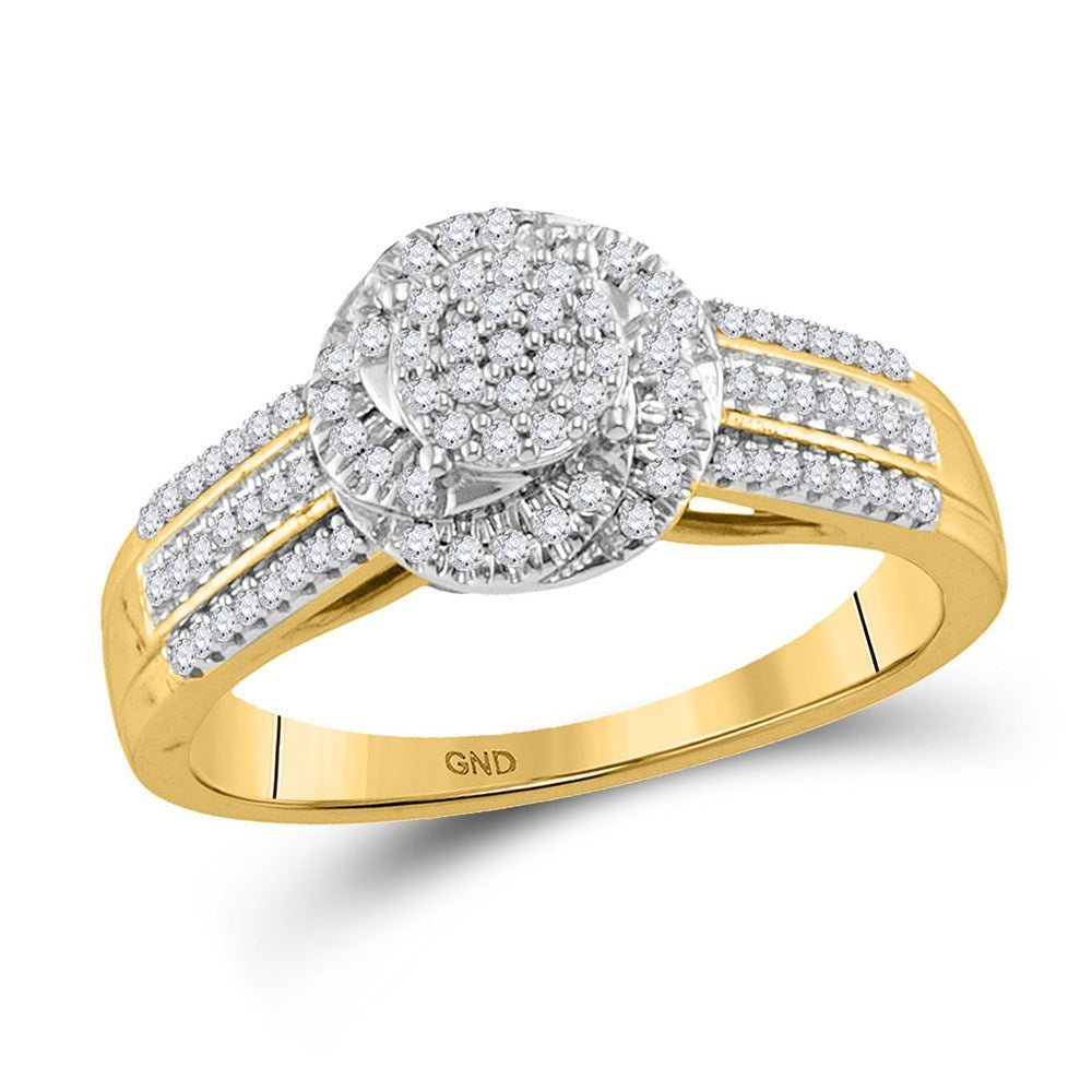 Radiant Diamond Cluster Ring | 10kt Yellow Gold Womens Round Diamond Cluster Ring 1/4 Cttw | Splendid Jewellery - Splendid Jewellery