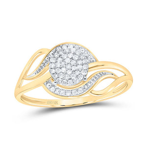 Radiant Diamond Cluster Ring | 10kt Yellow Gold Womens Round Diamond Cluster Ring 1/6 Cttw | Splendid Jewellery - Splendid Jewellery