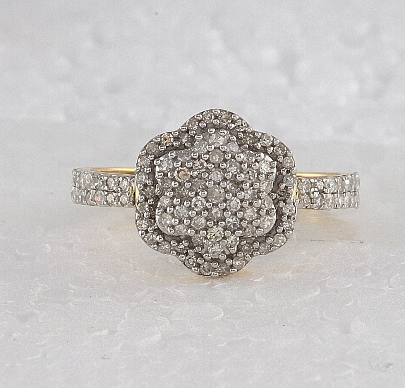 Radiant Diamond Cluster Ring | 10kt Yellow Gold Womens Round Diamond Fashion Ring 1/2 Cttw | Splendid Jewellery - Splendid Jewellery