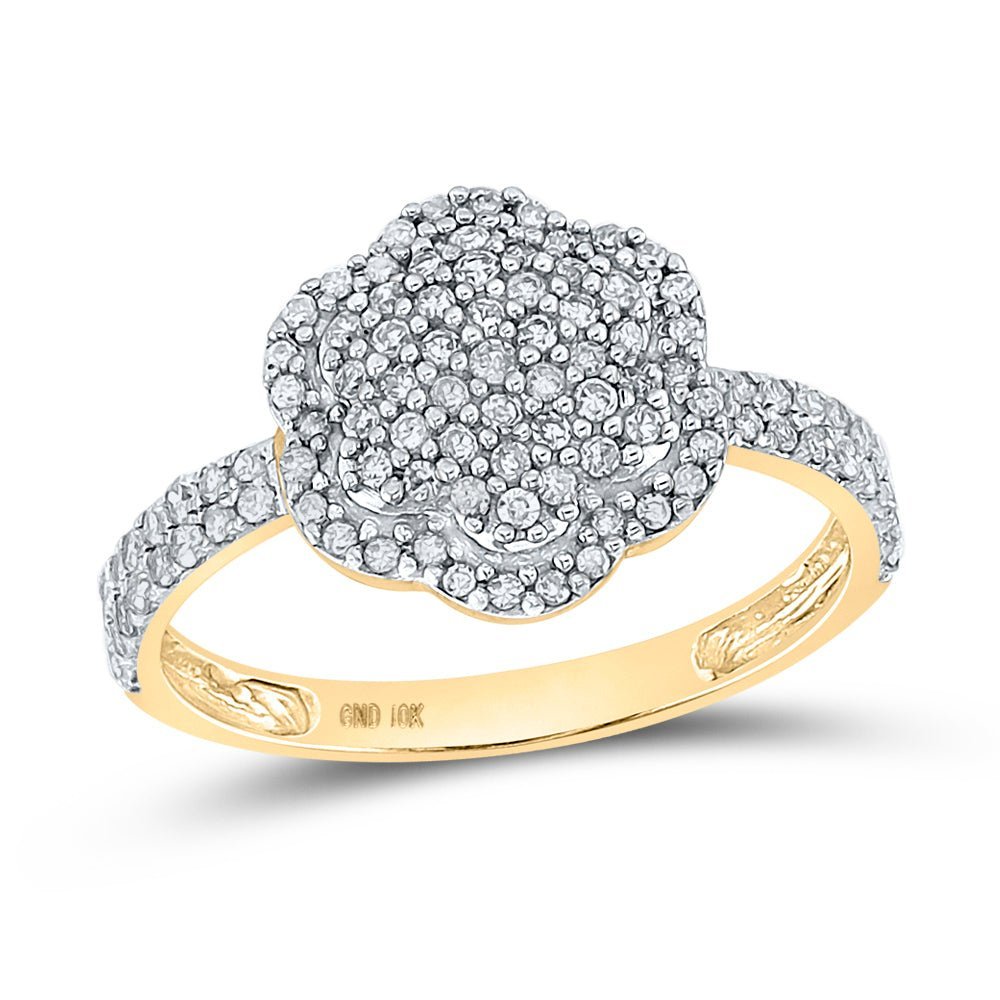 Radiant Diamond Cluster Ring | 10kt Yellow Gold Womens Round Diamond Fashion Ring 1/2 Cttw | Splendid Jewellery - Splendid Jewellery