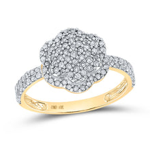 Load image into Gallery viewer, Radiant Diamond Cluster Ring | 10kt Yellow Gold Womens Round Diamond Fashion Ring 1/2 Cttw | Splendid Jewellery product  Top View from Splendid Jewellery