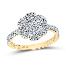 Radiant Diamond Cluster Ring | 10kt Yellow Gold Womens Round Diamond Fashion Ring 1/2 Cttw | Splendid Jewellery product  Top View from Splendid Jewellery