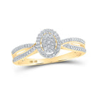 Radiant Diamond Cluster Ring | 10kt Yellow Gold Womens Round Diamond Oval Ring 1/10 Cttw | Splendid Jewellery - Splendid Jewellery