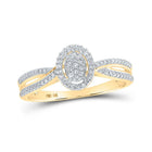 Radiant Diamond Cluster Ring | 10kt Yellow Gold Womens Round Diamond Oval Ring 1/10 Cttw | Splendid Jewellery - Splendid Jewellery