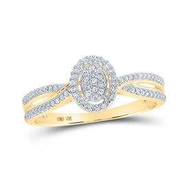 Radiant Diamond Cluster Ring | 10kt Yellow Gold Womens Round Diamond Oval Ring 1/10 Cttw | Splendid Jewellery - Splendid Jewellery