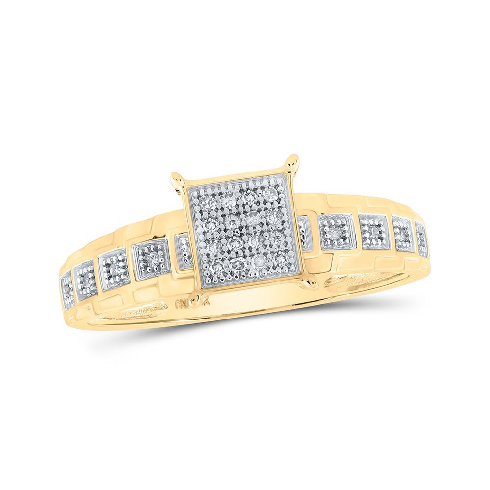 Radiant Diamond Cluster Ring | 10kt Yellow Gold Womens Round Diamond Square Ring 1/12 Cttw | Splendid Jewellery - Splendid Jewellery