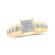 Load image into Gallery viewer, Radiant Diamond Cluster Ring | 10kt Yellow Gold Womens Round Diamond Square Ring 1/12 Cttw | Splendid Jewellery - Splendid Jewellery