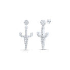 Radiant Diamond Dagger Dangle Earrings in 10kt White Gold - Splendid Jewellery