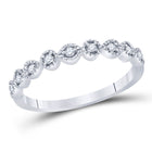 Radiant Diamond Elegance: 14kt White Gold Women's Round Diamond Stackable Band Ring 1/10 Cttw - Side View
