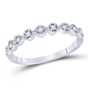 Radiant Diamond Elegance: 14kt White Gold Women's Round Diamond Stackable Band Ring 1/10 Cttw - Splendid Jewellery