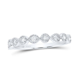 Radiant Diamond Elegance: 14kt White Gold Women's Round Diamond Stackable Band Ring 1/10 Cttw - Splendid Jewellery