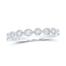 Load image into Gallery viewer, Radiant Diamond Elegance: 14kt White Gold Women&#39;s Round Diamond Stackable Band Ring 1/10 Cttw - Top View