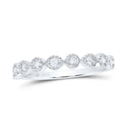Radiant Diamond Elegance: 14kt White Gold Women's Round Diamond Stackable Band Ring 1/10 Cttw - Top View