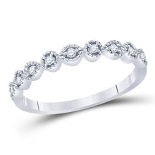 Load image into Gallery viewer, Radiant Diamond Elegance: 14kt White Gold Women's Round Diamond Stackable Band Ring 1/10 Cttw - Splendid Jewellery