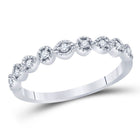 Radiant Diamond Elegance: 14kt White Gold Women's Round Diamond Stackable Band Ring 1/10 Cttw - Splendid Jewellery