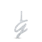 Radiant Diamond Initial Pendant | 10kt White Gold Womens Round Diamond G Initial Letter Pendant 1/8 Cttw | Splendid Jewellery - Splendid Jewellery