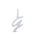 Radiant Diamond Initial Pendant | 10kt White Gold Womens Round Diamond G Initial Letter Pendant 1/8 Cttw | Splendid Jewellery - Splendid Jewellery