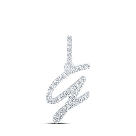 Radiant Diamond Initial Pendant | 10kt White Gold Womens Round Diamond G Initial Letter Pendant 1/8 Cttw | Splendid Jewellery - Splendid Jewellery