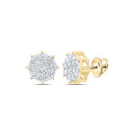 Radiant Diamond Octagon Cluster Earrings in 10kt Yellow Gold - Splendid Jewellery