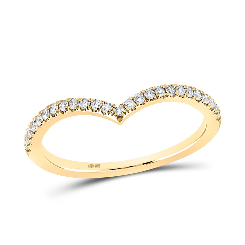 Radiant Diamond Stacking Band - 10kt Yellow Gold Chevron Ring with Sparkling Diamonds - Splendid Jewellery