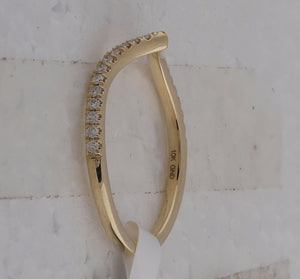 Radiant Diamond Stacking Band - 10kt Yellow Gold Chevron Ring with Sparkling Diamonds - Splendid Jewellery