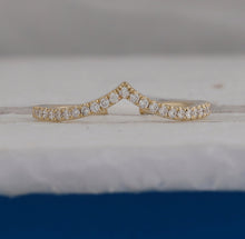 Load image into Gallery viewer, Radiant Diamond Stacking Band - 10kt Yellow Gold Chevron Ring with Sparkling Diamonds - Splendid Jewellery