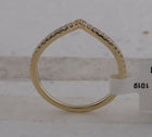 Radiant Diamond Stacking Band - 10kt Yellow Gold Chevron Ring with Sparkling Diamonds - Splendid Jewellery