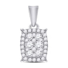 Radiant Diamond Symphony Pendant | 14kt White Gold Womens Round Diamond Rectangle Cluster Pendant 1/4 Cttw - Splendid Jewellery