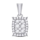 Radiant Diamond Symphony Pendant | 14kt White Gold Womens Round Diamond Rectangle Cluster Pendant 1/4 Cttw - Splendid Jewellery