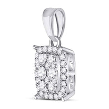 Load image into Gallery viewer, Radiant Diamond Symphony Pendant | 14kt White Gold Womens Round Diamond Rectangle Cluster Pendant 1/4 Cttw  Side View 2 from Splendid Jewellery