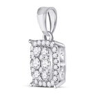 Radiant Diamond Symphony Pendant | 14kt White Gold Womens Round Diamond Rectangle Cluster Pendant 1/4 Cttw - Splendid Jewellery
