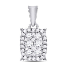 Load image into Gallery viewer, Radiant Diamond Symphony Pendant | 14kt White Gold Womens Round Diamond Rectangle Cluster Pendant 1/4 Cttw  Top View from Splendid Jewellery