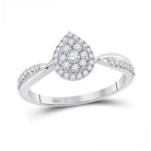 Radiant Diamond Teardrop Cluster Ring | 14kt White Gold Womens Round Diamond Ring 1/3 Cttw | Splendid Jewellery - Splendid Jewellery