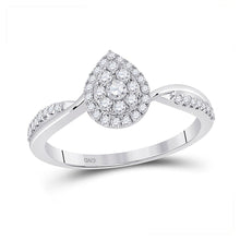 Load image into Gallery viewer, Radiant Diamond Teardrop Cluster Ring | 14kt White Gold Womens Round Diamond Ring 1/3 Cttw | Splendid Jewellery - Splendid Jewellery