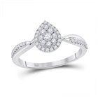 Radiant Diamond Teardrop Cluster Ring | 14kt White Gold Womens Round Diamond Ring 1/3 Cttw | Splendid Jewellery - Splendid Jewellery