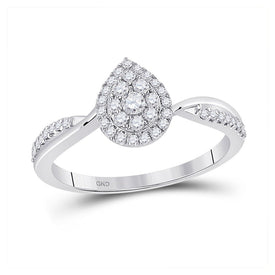 Radiant Diamond Teardrop Cluster Ring | 14kt White Gold Womens Round Diamond Ring 1/3 Cttw | Splendid Jewellery - Splendid Jewellery