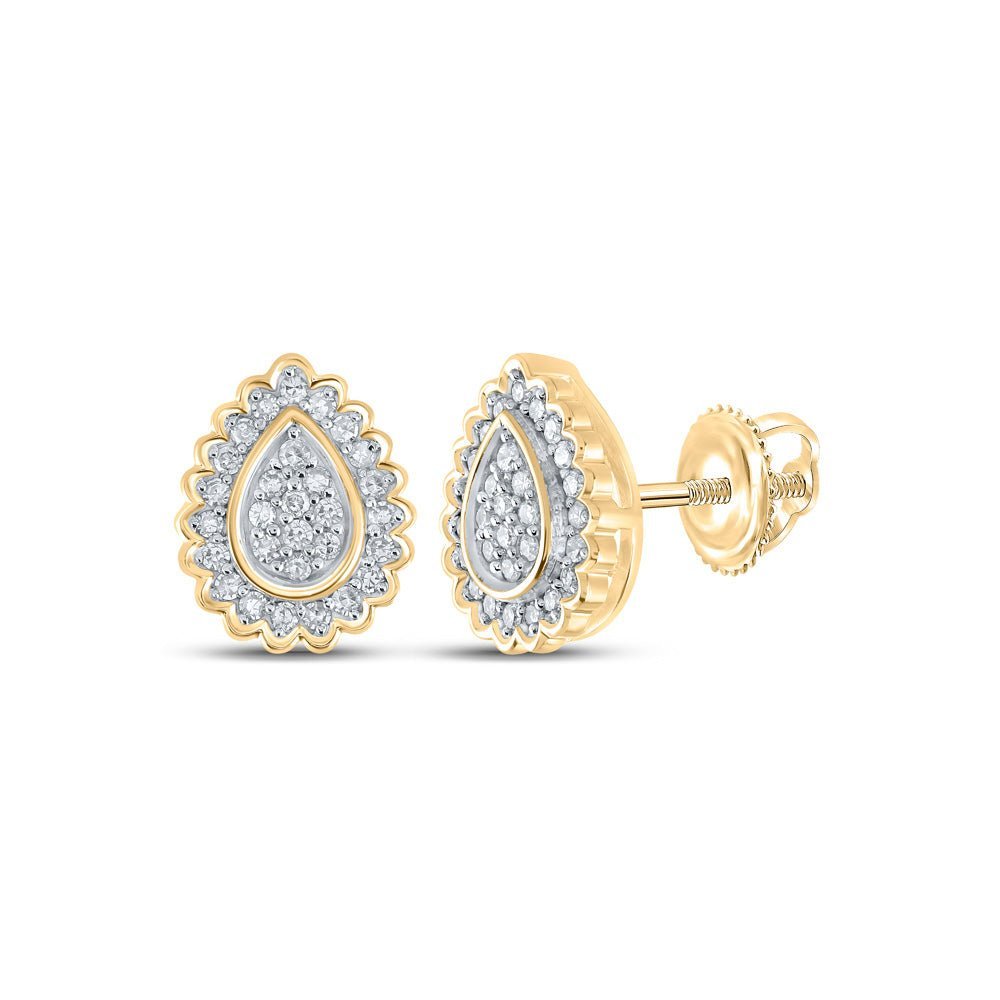 Radiant Diamond Teardrop Earrings in 10kt Yellow Gold - Splendid Jewellery