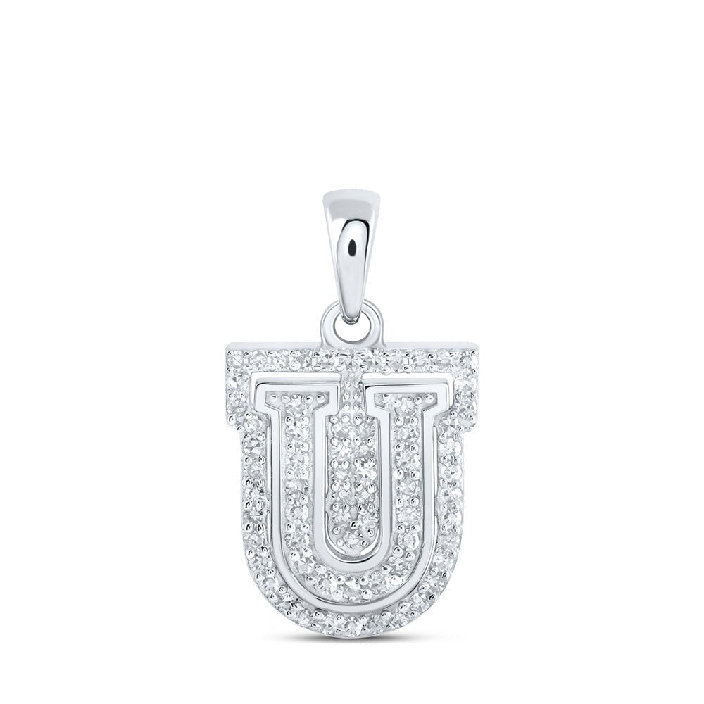 Radiant Diamond U Initial Pendant - Personalized Elegance in 10kt White Gold - Splendid Jewellery