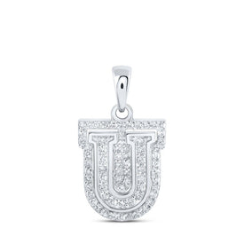 Radiant Diamond U Initial Pendant - Personalized Elegance in 10kt White Gold - Splendid Jewellery