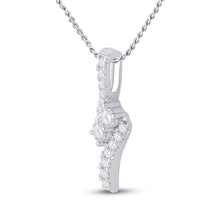 Load image into Gallery viewer, Radiant Duo Diamond Pendant | 14kt White Gold Womens Round Diamond 2 - stone Pendant 1 Cttw - Splendid Jewellery