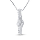 Radiant Duo Diamond Pendant | 14kt White Gold Womens Round Diamond 2 - stone Pendant 1 Cttw - Splendid Jewellery