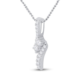 Radiant Duo Diamond Pendant | 14kt White Gold Womens Round Diamond 2 - stone Pendant 1 Cttw - Splendid Jewellery