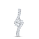 Radiant Duo Diamond Pendant | 14kt White Gold Womens Round Diamond 2 - stone Pendant 1 Cttw - Splendid Jewellery